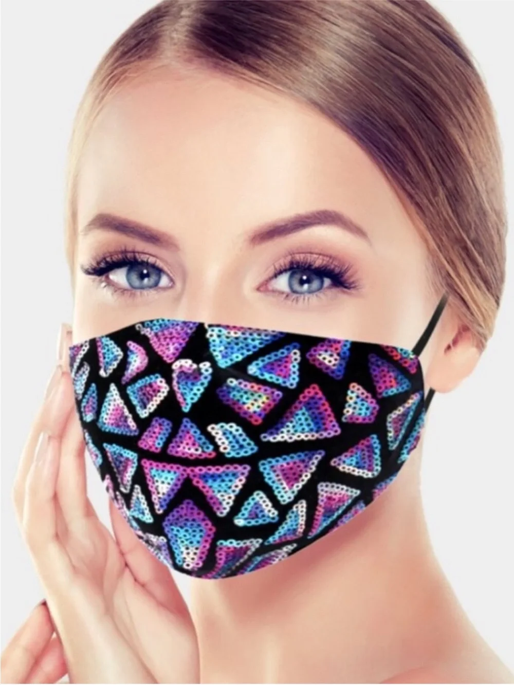 Iridescent Sequin Face Mask NWT Sealed | Rainbow Sparkle Festival Mask